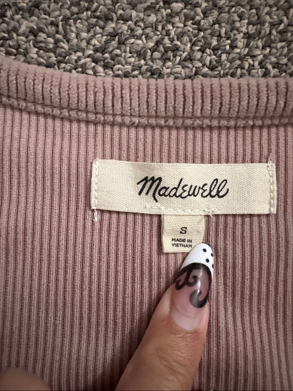 Madewell Mauve Ribbed Wrap Tie Blouse - Picture 2 of 5